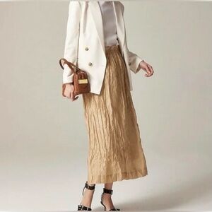 NWT JCrew Crinkled Tan Skirt S